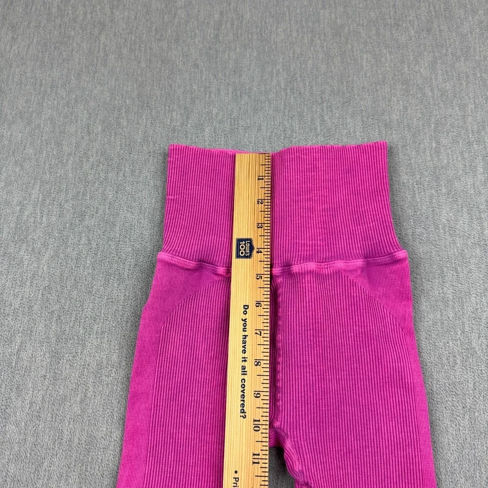 Free People FP Movement Leggings Womens XS Pink Ribbed Seamless High Rise Gym‎